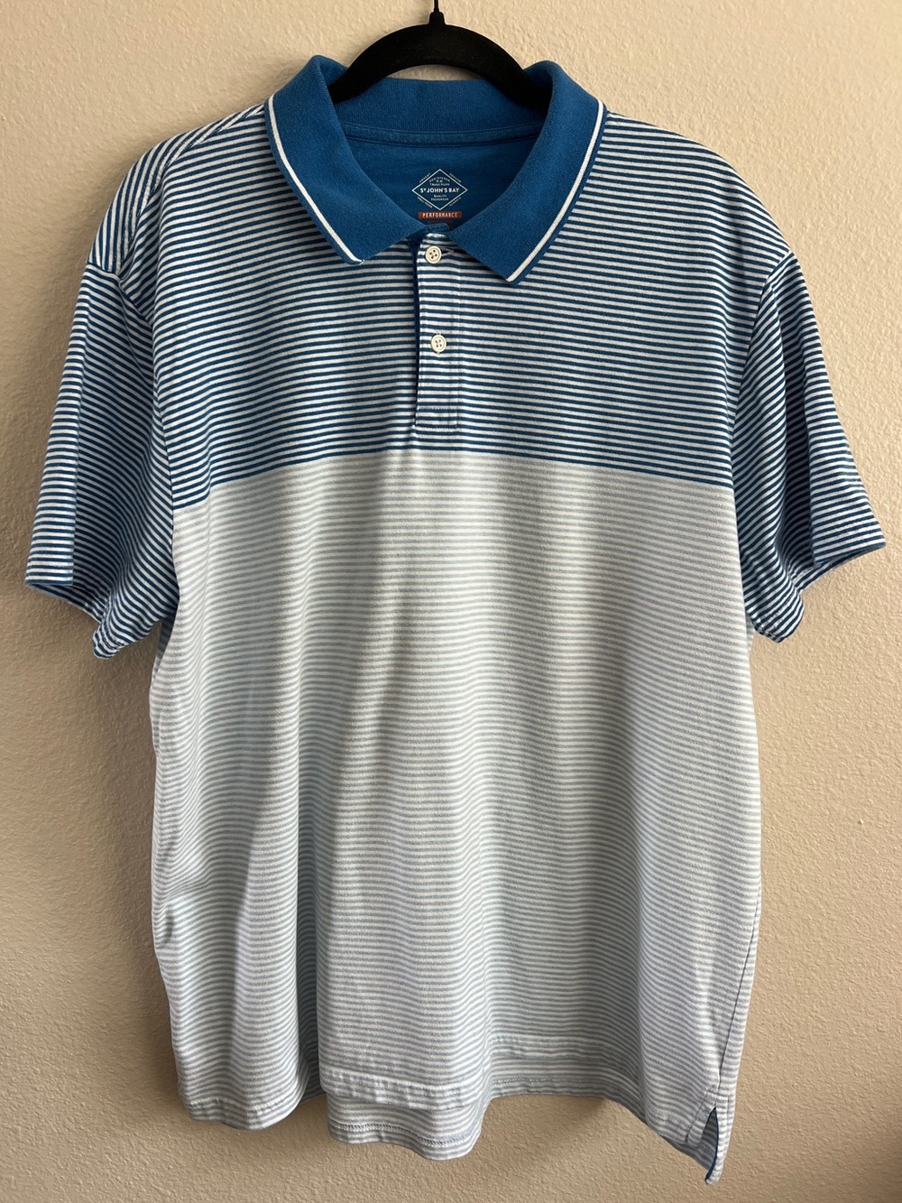 St. John's Bay Blue & White Striped Polo